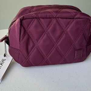 IHKWIP Foldable Quilted Cosmetic Case Toiletry Pouch Bag Dark Purple/Grape NWT